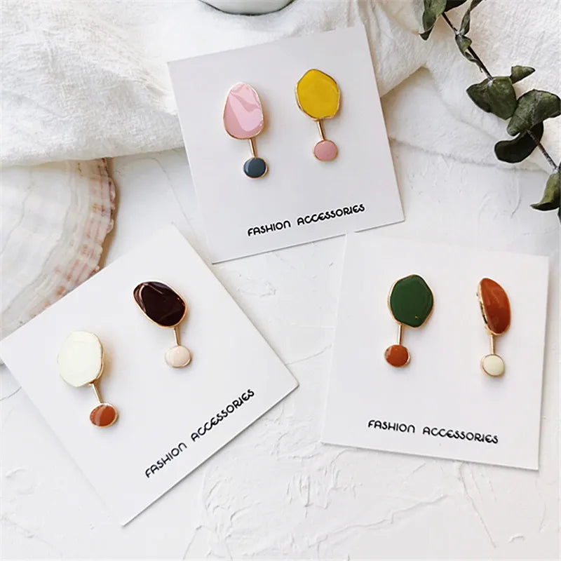 Colorful Retro Irregular Stud Earrings – Women’s Accessories