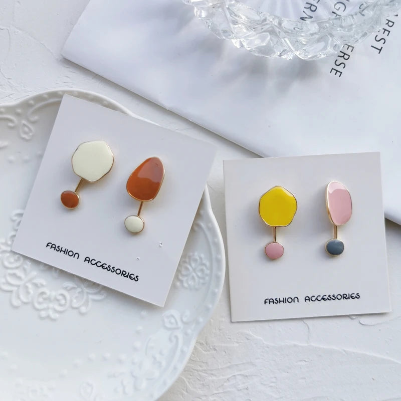 Colorful Retro Irregular Stud Earrings – Women’s Accessories