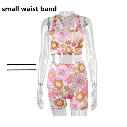 Floral Print Two-Piece Summer Set – Women’s Beach & Gym Outfit