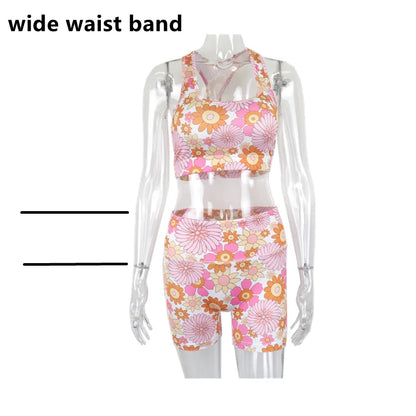 Floral Print Two-Piece Summer Set – Women’s Beach & Gym Outfit