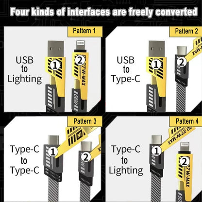 4-in-1 USB C Cable – 65W Fast Charging & Data Sync