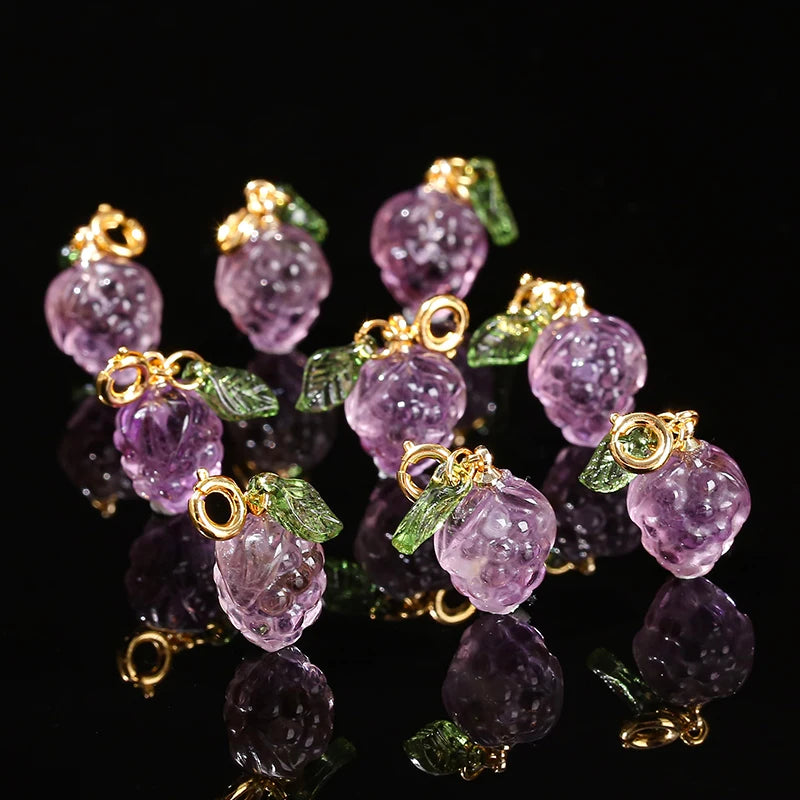 Natural Amethyst Grape Pendant – Elegant DIY Jewelry Charm