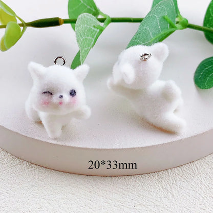 20pcs 3D Flocking Koala & Cat Plush Charms – DIY Jewelry & Accessories