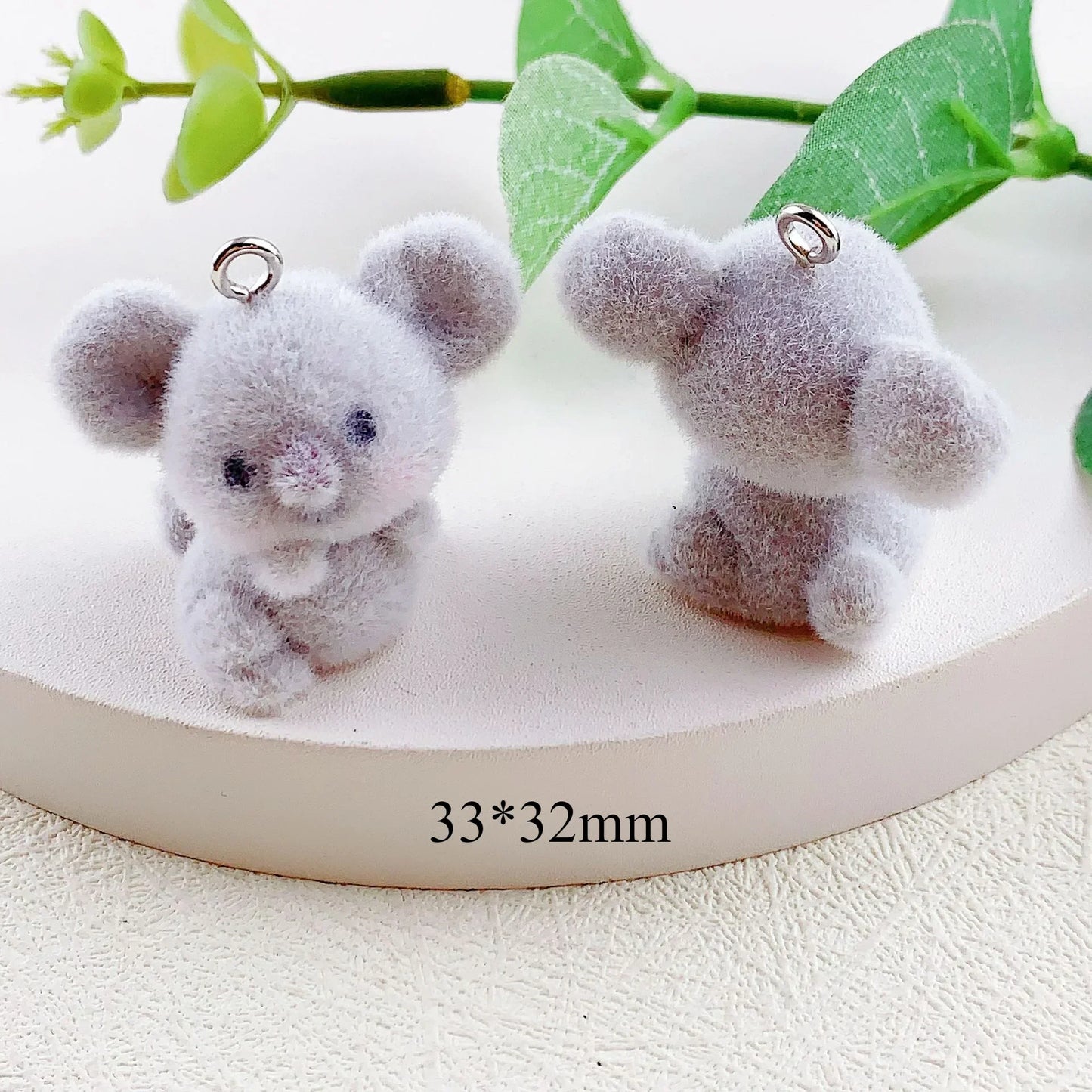 20pcs 3D Flocking Koala & Cat Plush Charms – DIY Jewelry & Accessories