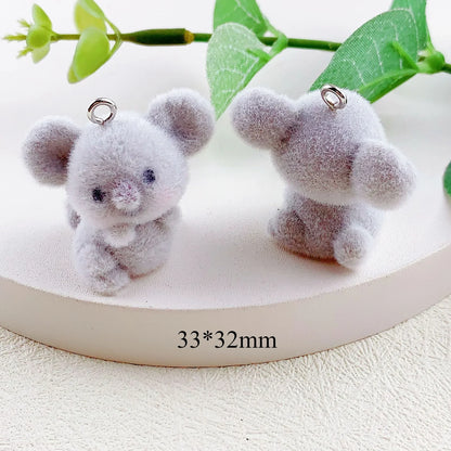 20pcs 3D Flocking Koala & Cat Plush Charms – DIY Jewelry & Accessories