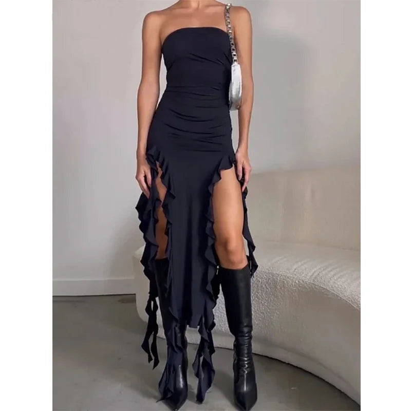 Summer Y2K Sexy One-Shoulder Jellyfish Style Irregular Dress – Breast-Wrapped & Unique Design