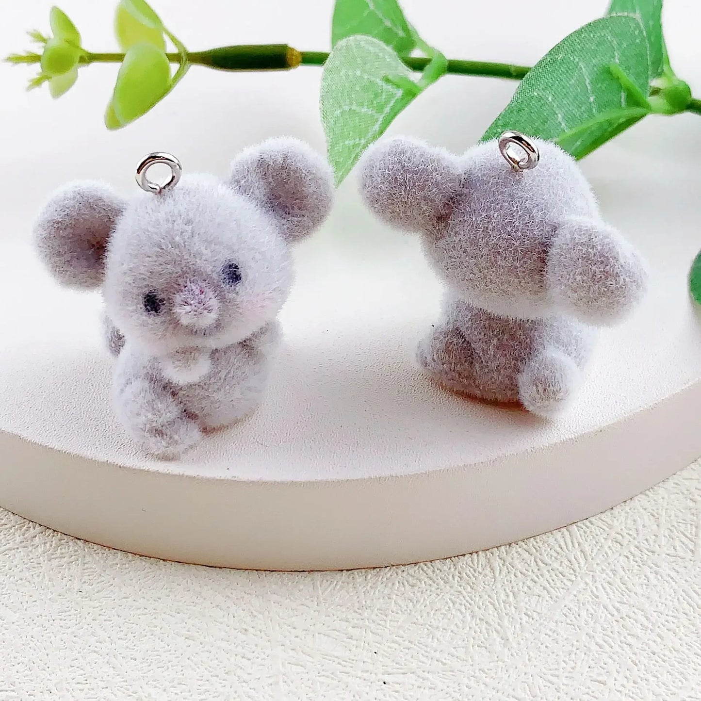 20pcs 3D Flocking Koala & Cat Plush Charms – DIY Jewelry & Accessories