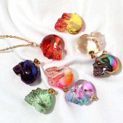 21×27mm Colored Glaze Skull Pendants – Punk Style Halloween Jewelry