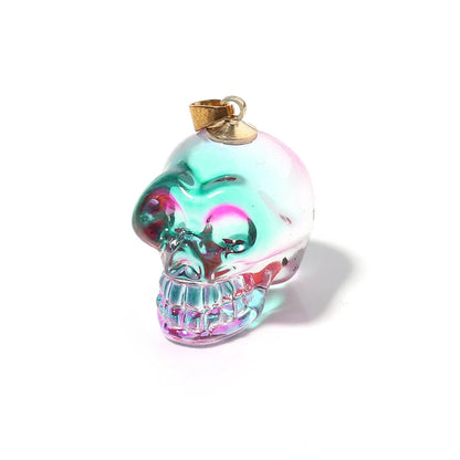 21×27mm Colored Glaze Skull Pendants – Punk Style Halloween Jewelry