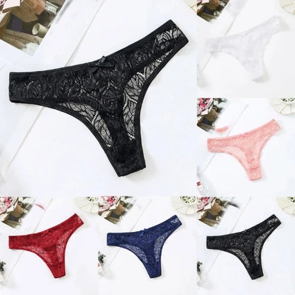 Women's Plus Size Lace Patchwork Thong – Sexy Low-Waist Lingerie