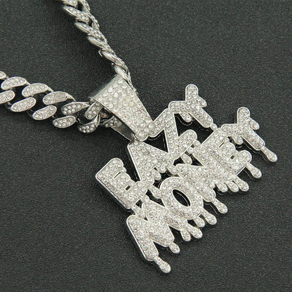 EAZY MONEY Letter Pendant with Miami Cuban Chain – Hip-Hop Bling Necklace