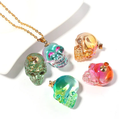 21×27mm Colored Glaze Skull Pendants – Punk Style Halloween Jewelry