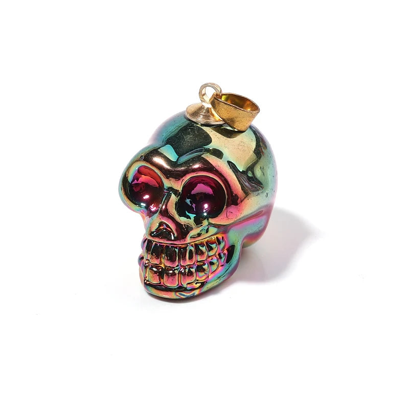 21×27mm Colored Glaze Skull Pendants – Punk Style Halloween Jewelry