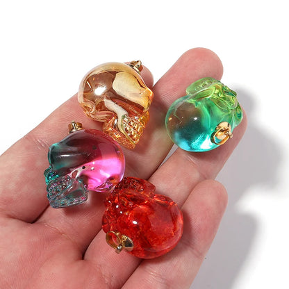 21×27mm Colored Glaze Skull Pendants – Punk Style Halloween Jewelry