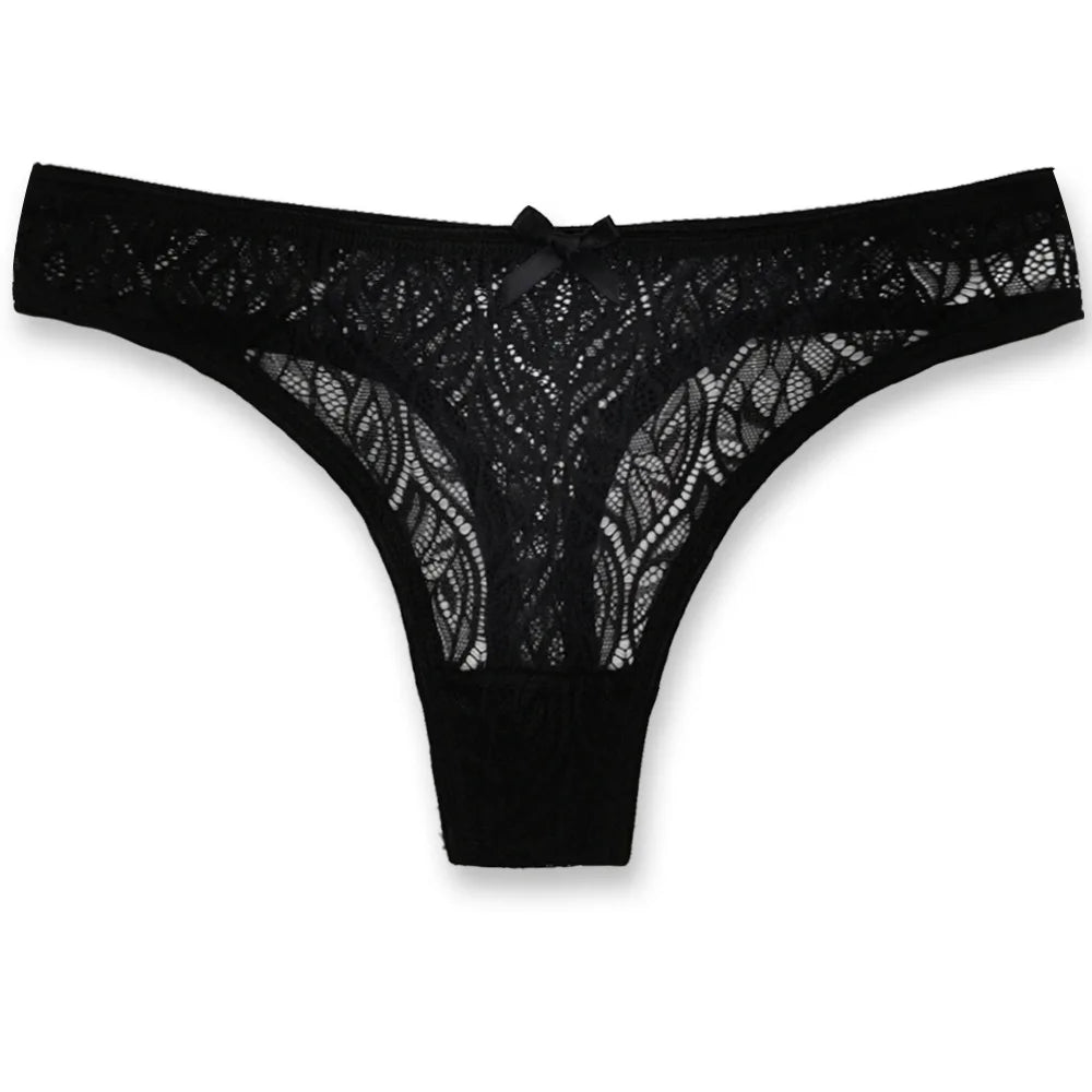 Women's Plus Size Lace Patchwork Thong – Sexy Low-Waist Lingerie