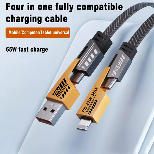 4-in-1 USB C Cable – 65W Fast Charging & Data Sync